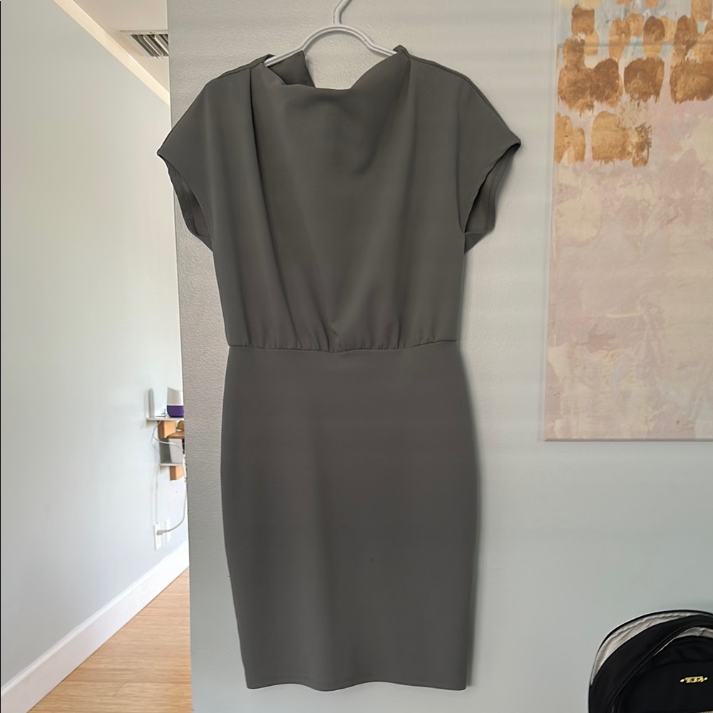 H&M Green Sheath Dress with Cap Dolman Sleeves
